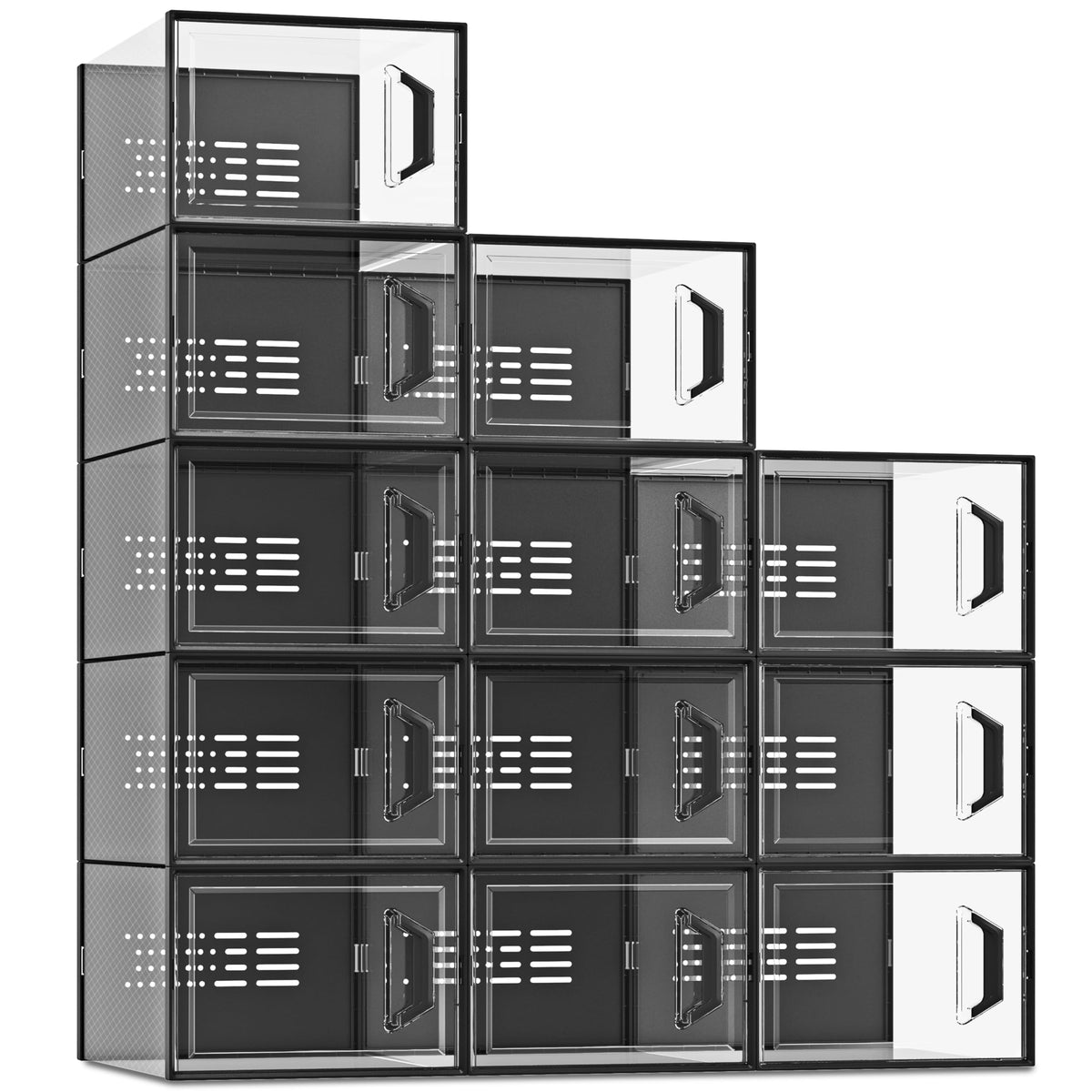 SEE SPRING X-Large Shoe Storage Box Fit Size 11, Clear Plastic Stackable Shoe Organizer for Closet, Space Saving Sneaker Shoe Rack Containers Bins Holders for Entryway, 12 Pack Clear