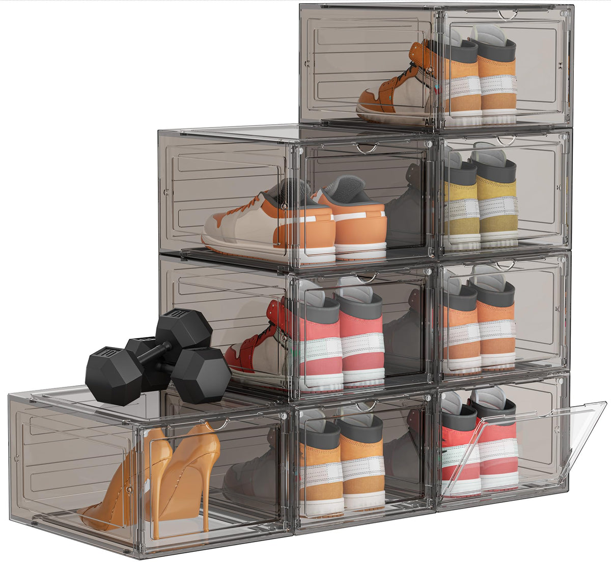 HOMIDEC Shoe Storage, 6 Pack Shoe Organizer Clear Hard Plastic Shoe Box