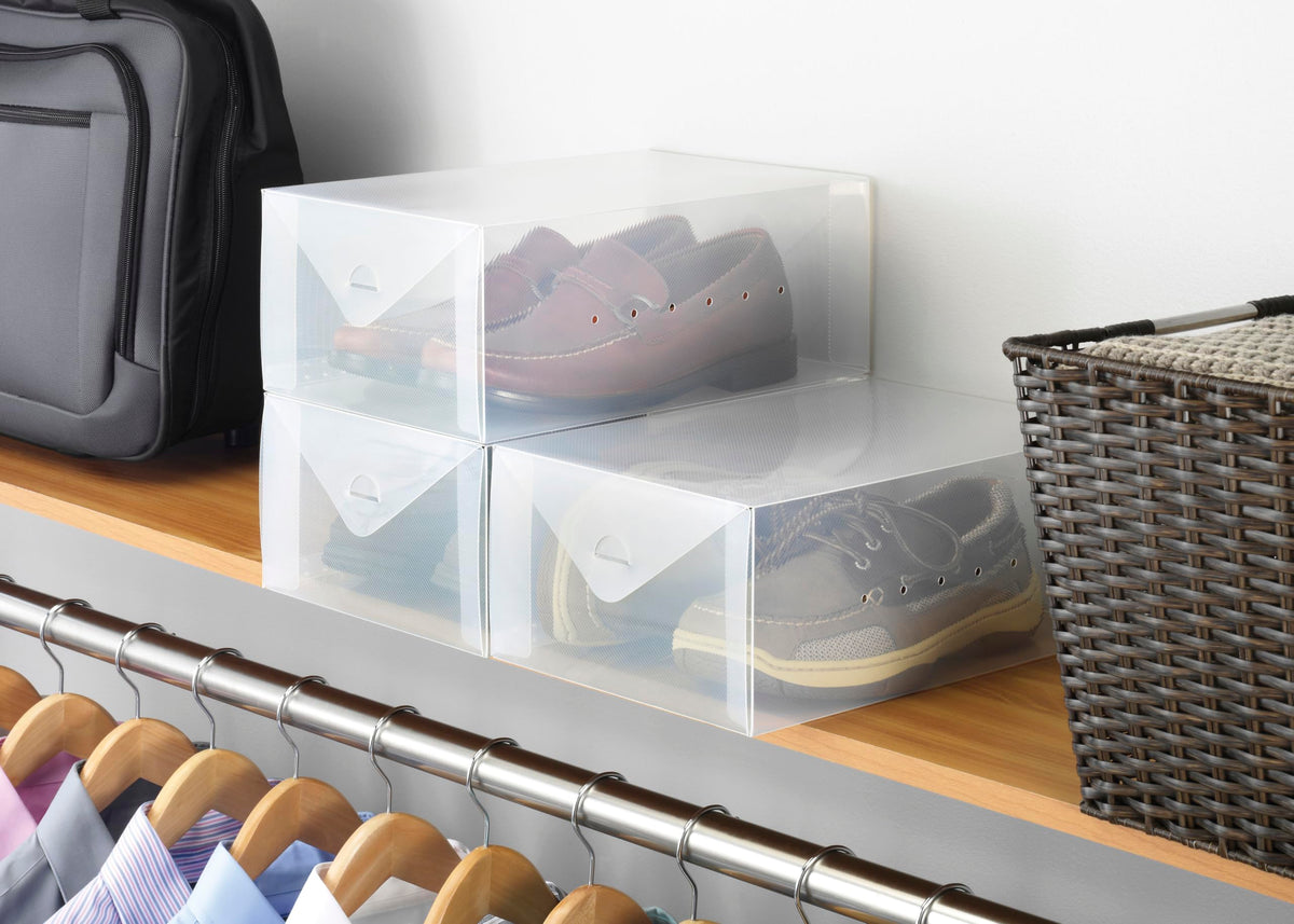 Whitmor Clear Vue Women's Shoe Box, Set of 4, White, 4 Count