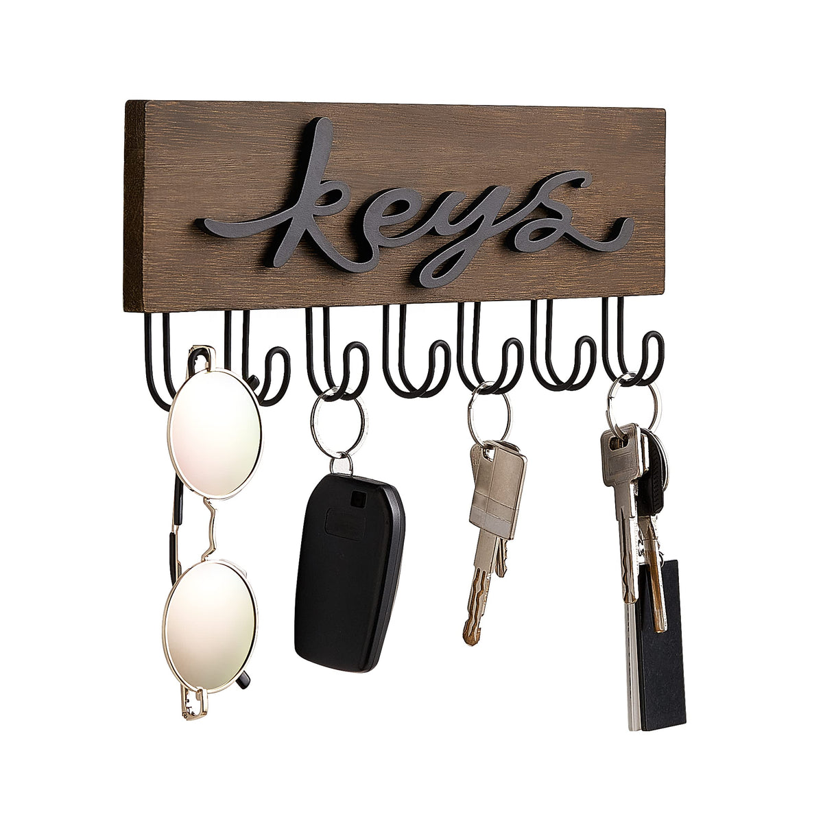 Mkono Key Holder Wall Mounted with 7 Hooks, Wood Key Hanger Home Decor