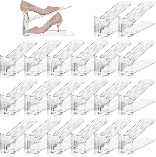 Shoe Slots Organizer,20 PACK Transparent Shoe Stacker Adjustable Shoe Slot Organizer Space Saver Shoe Rack Holder Shoe Storage Organizers for Closet,Transparent