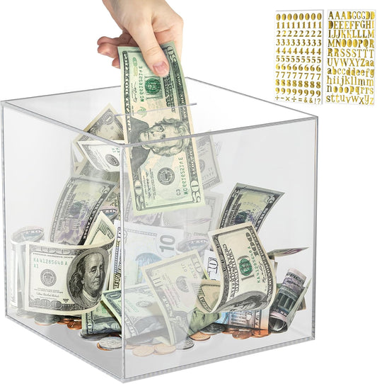 Piggy Bank for Adults Must Break to Open Acrylic Clear Piggy Bank Coin Bank