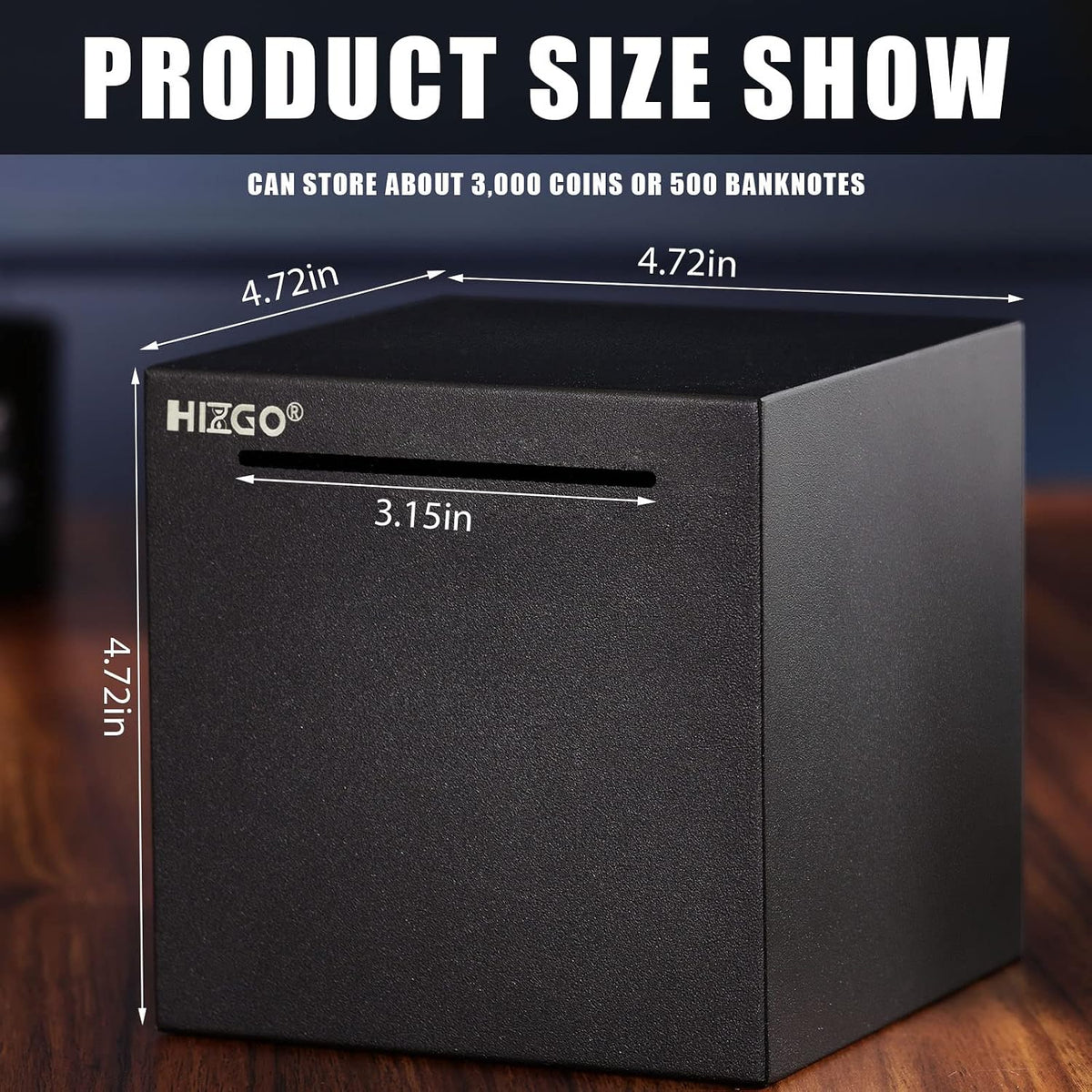 hizgo Adults Piggy Bank, Stainless Steel Bank Must Break Open, Black 4.72"
