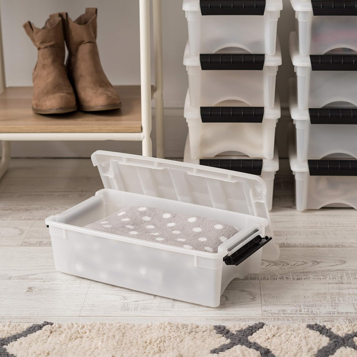 IRIS USA 10-Pack 6 Quart Storage Bins with Lids, Pearl