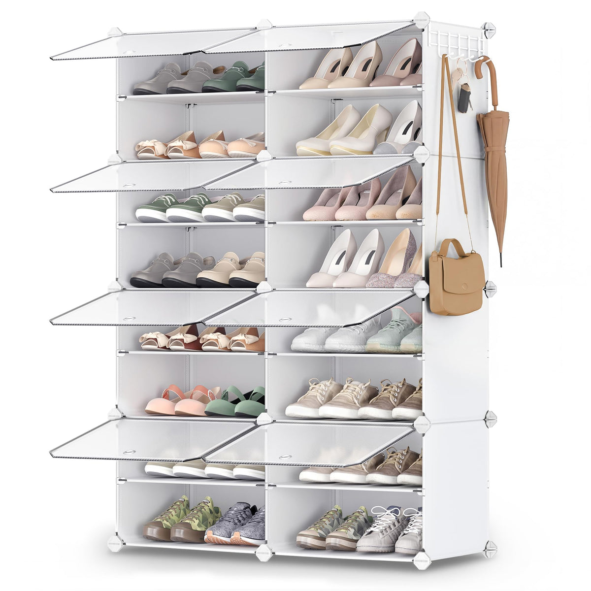 SONGMICS Shoe Rack, 6-Tier with Doors, 24-Pair Storage Cabinet