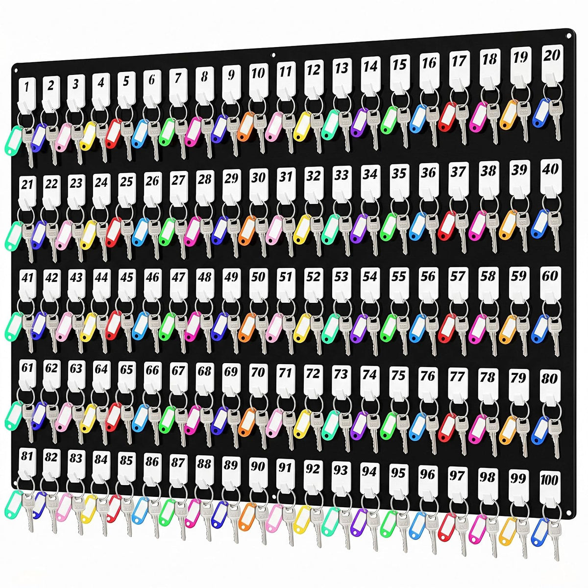 Beeveer Acrylic Key Holder Board with 30 Hooks, Wall Mount Organizer,Walnut