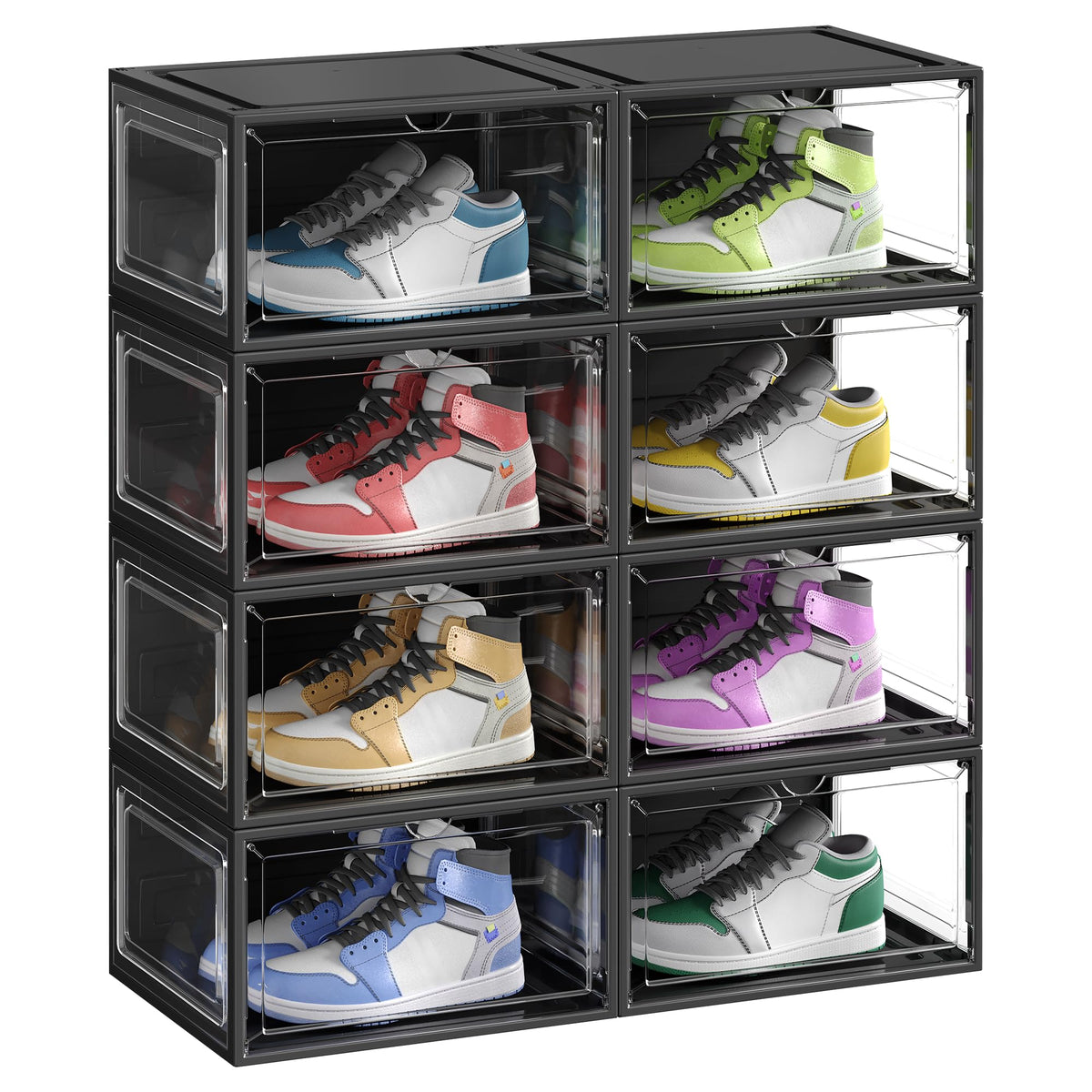 SONGMICS Shoe Boxes Set of 8, Fits Shoes up to US Size 12