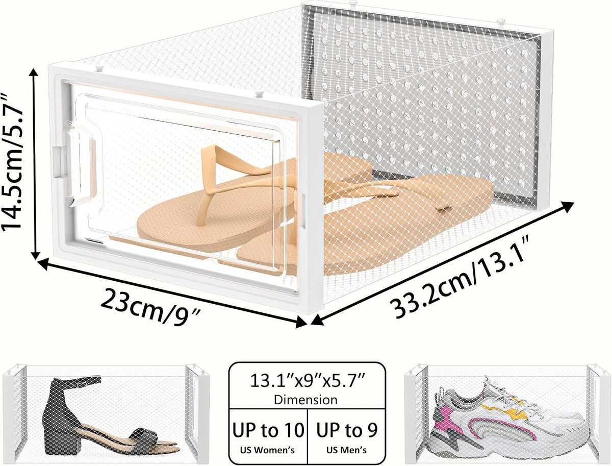 HOMIDEC Clear Shoe Storage Boxes, Stackable Shoe Organizer for Closet