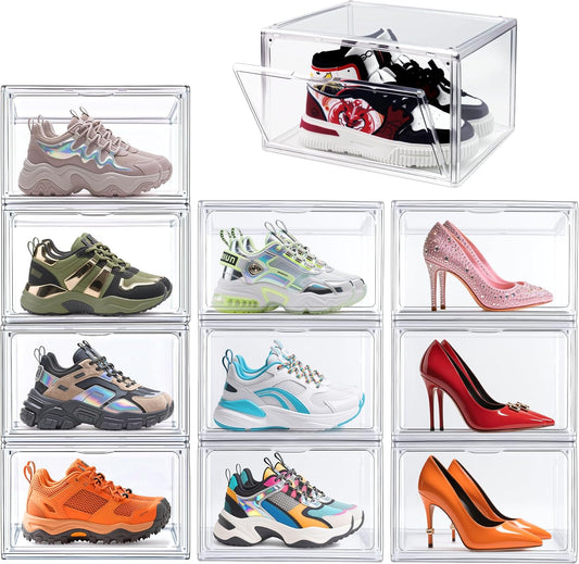 1 Pack Acrylic Shoe Boxes for Flat, Loafer & Small Space, Fits Size 12.5