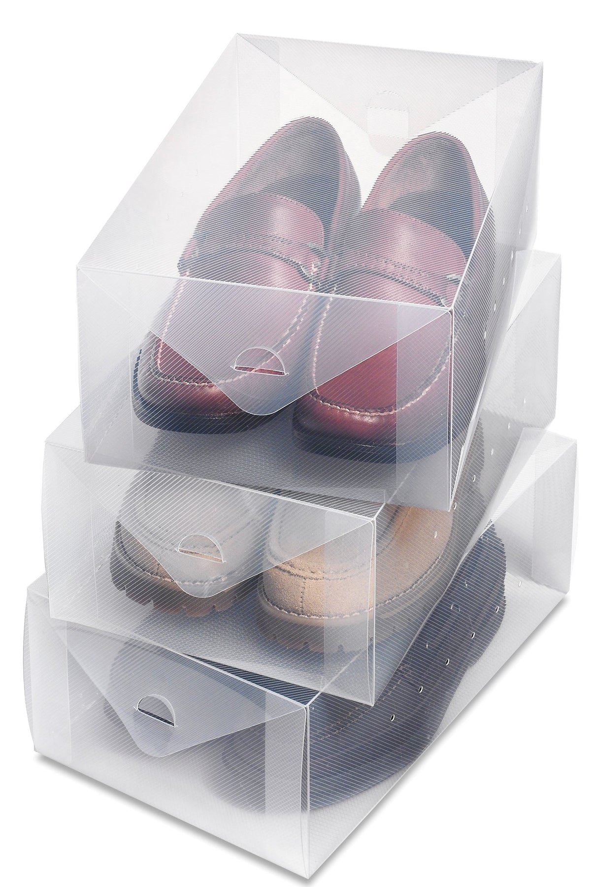 Whitmor Clear Vue Women's Shoe Box, Set of 4, White, 4 Count