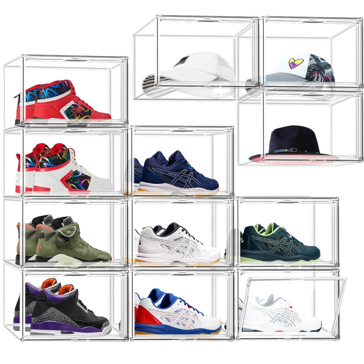 1 Pack Acrylic Shoe Boxes for Flat, Loafer & Small Space, Fits Size 12.5