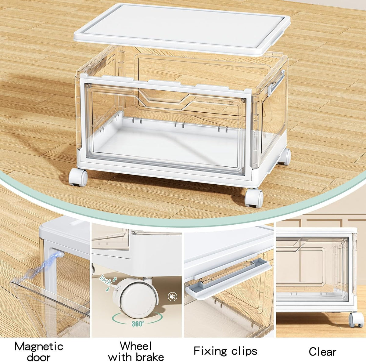 Kmiectse Clear Storage Bins with Lids - 4 Tier 23qt Plastic Stackable Bins