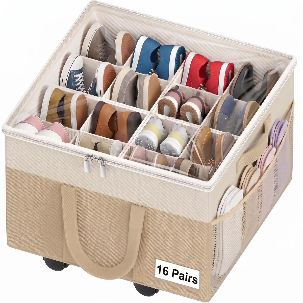 Large Shoe Organizer for Closet, 16 Pairs Shoe Storage Box Black