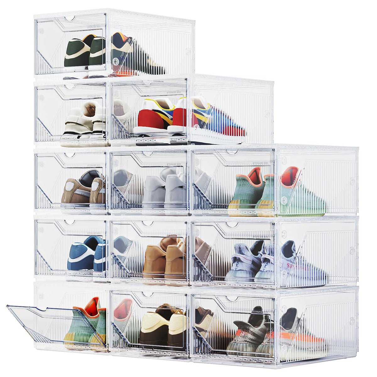 BROVIEW XX-Large Shoe Sneaker Storage Boxes for Size 14, 6 Pack Shoe Boxes
