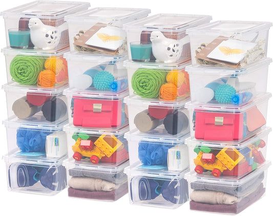 IRIS USA 20-Pack 6 Qt Storage Bins with Lids, Clear, Stackable