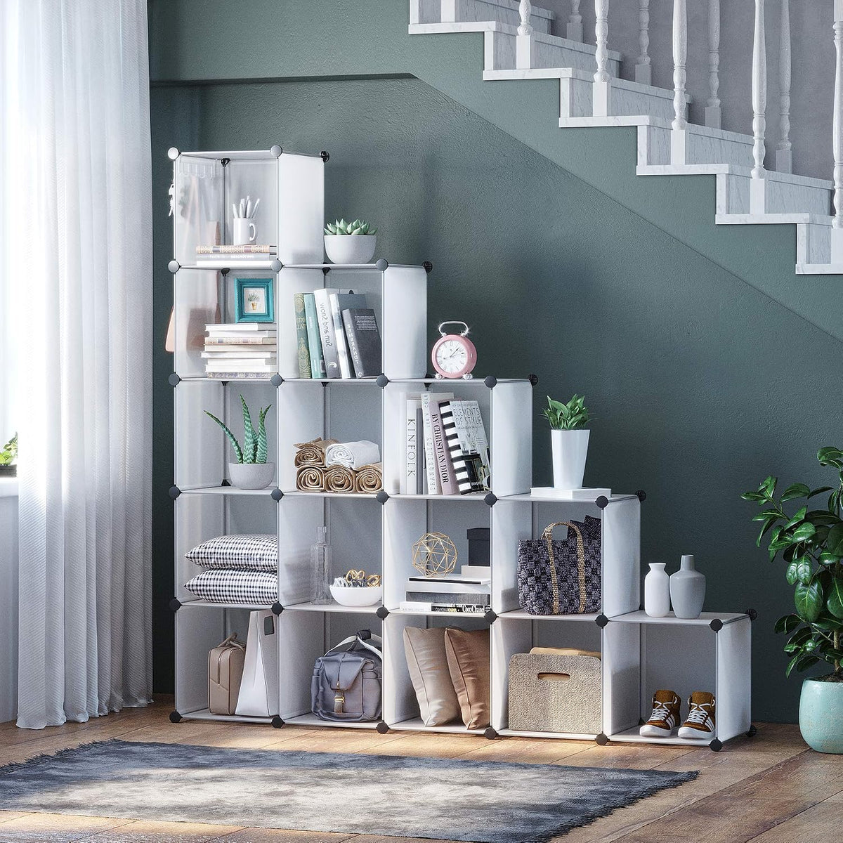 C&AHOME 16 Cube Storage Organizer Cube Shelves Units Storage Cubes, White