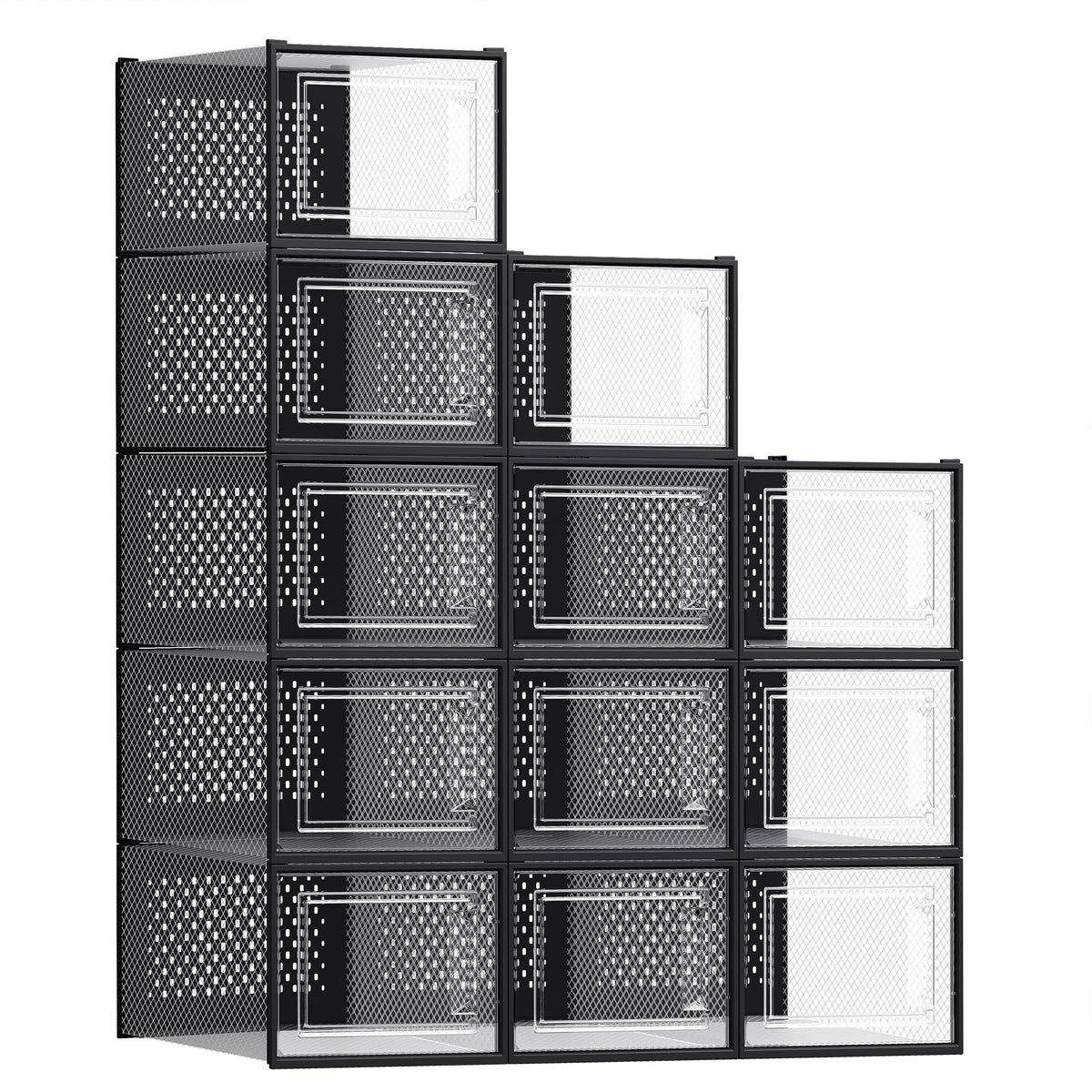 SONGMICS Shoe Boxes, Clear Plastic Sneaker Box, Pack of 15