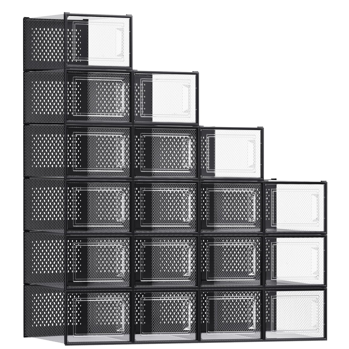 SONGMICS Shoe Boxes, Clear Plastic Sneaker Box, Pack of 15
