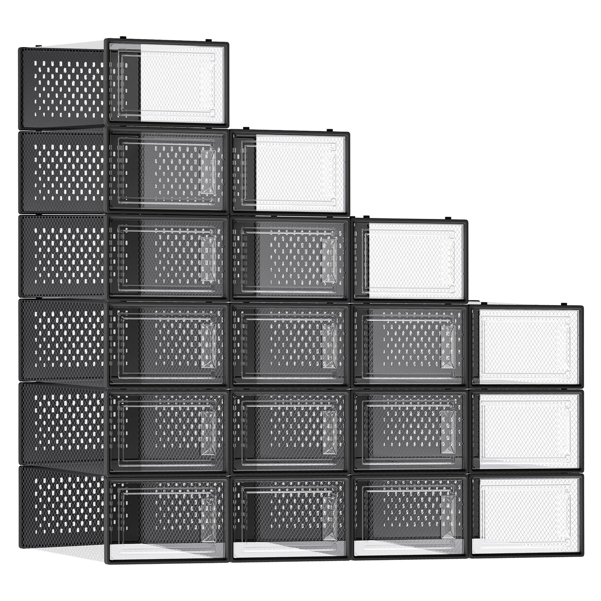 SONGMICS Shoe Boxes, Clear Plastic Sneaker Box, Pack of 15