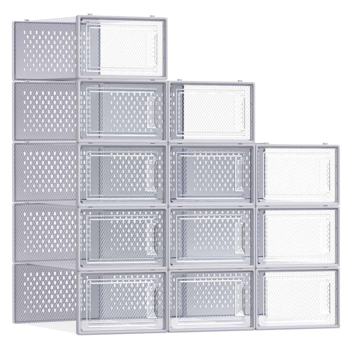 SONGMICS Shoe Boxes, Clear Plastic Sneaker Box, Pack of 15