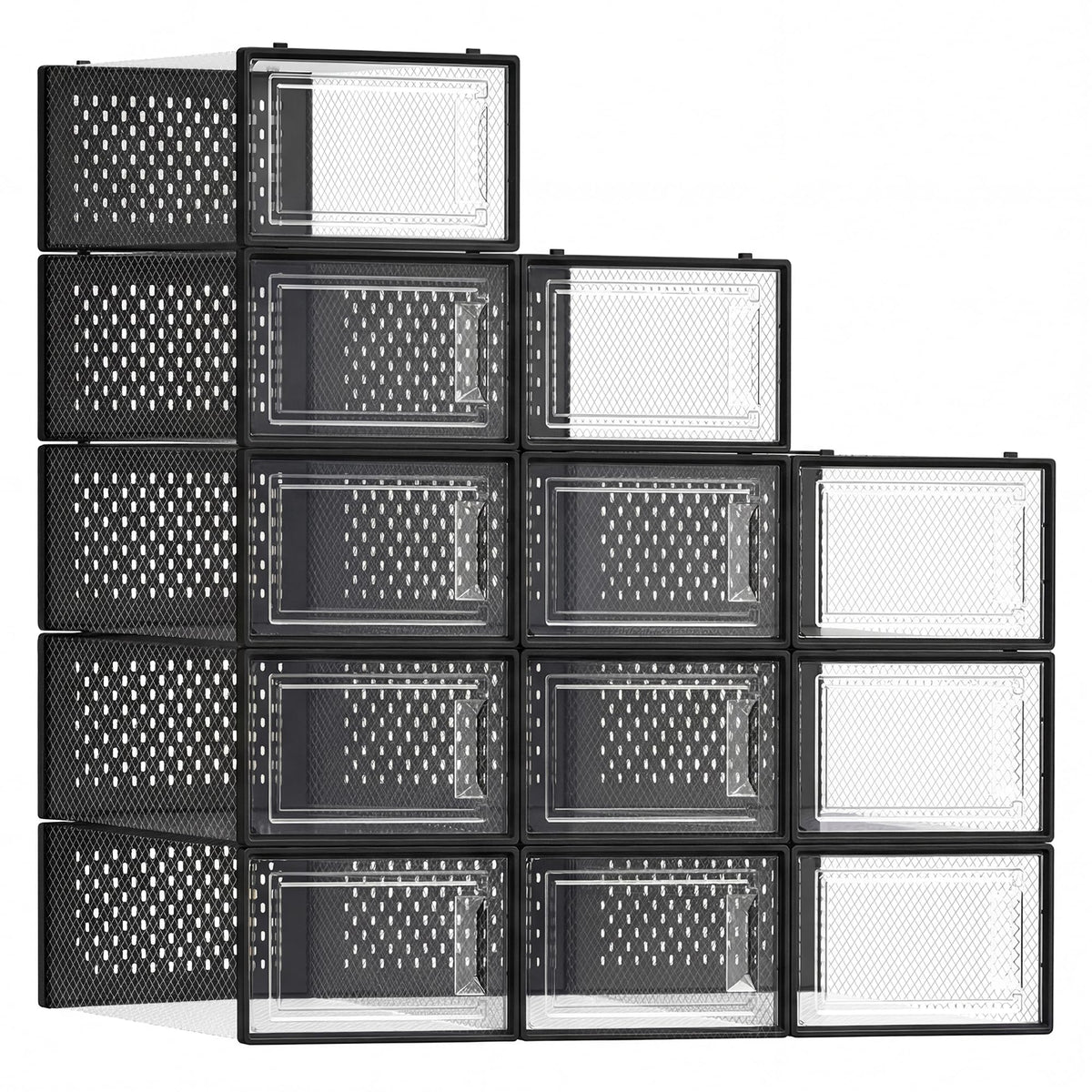 SONGMICS Shoe Boxes, Clear Plastic Sneaker Box, Pack of 12