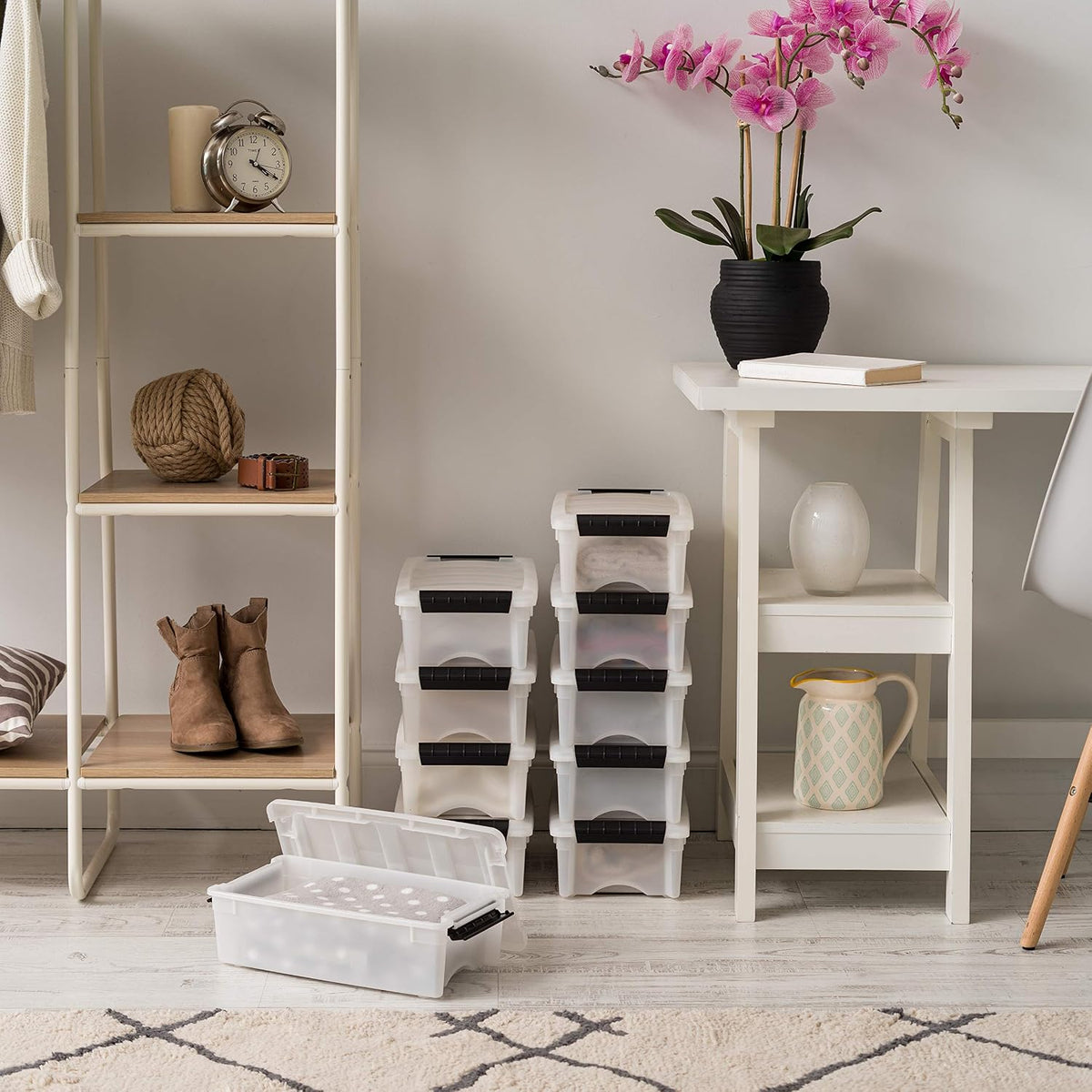 IRIS USA 10-Pack 6 Quart Storage Bins with Lids, Pearl